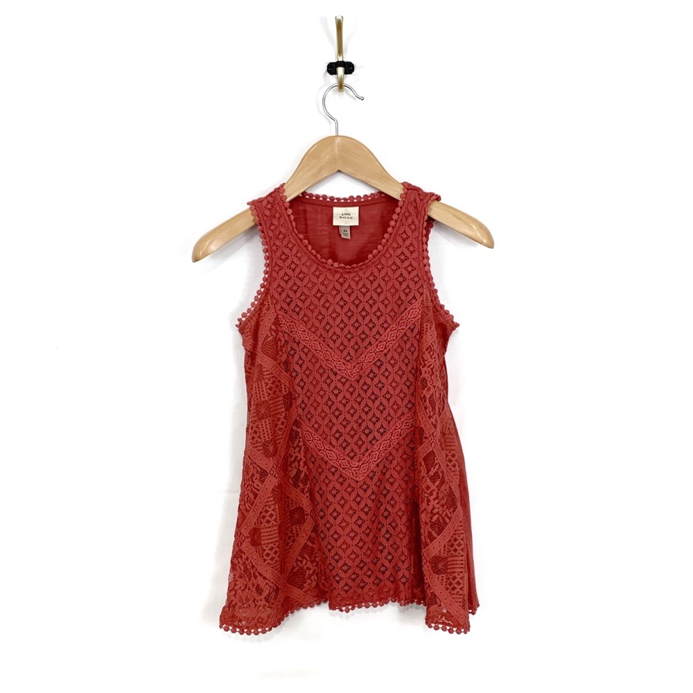 Knox Rose Coral Crochet Lace Tank Top Blouse XS